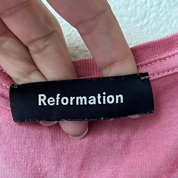 Reformation Hanna Not Your Baby Pink Cropped Tee Size S - Picture 4 of 6